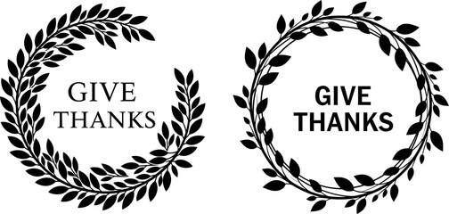 Elegant give thanks floral wreath vector design for thanksgiving holiday
