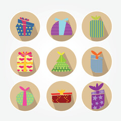 Set of Christmas Feast Icons with Main Holiday Objects