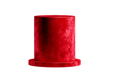 Red cylindrical object with textured surface isolated on transparent background