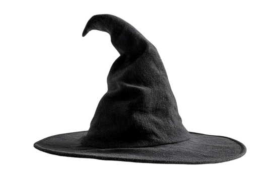 Dark textured wizard hat isolated on transparent background - Powered by Adobe