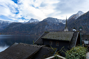 View of Lake Hallstatt and the town of Hallstatt