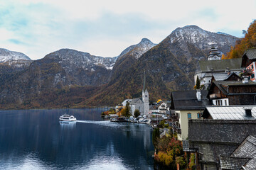 View of Lake Hallstatt and the town of Hallstatt