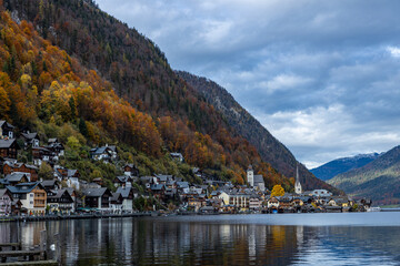 View of Lake Hallstatt and the town of Hallstatt