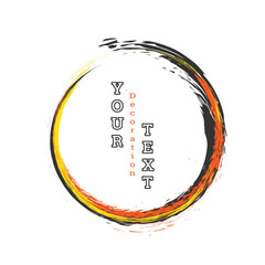 Brushstroke circle on a white background. Multicolored brushstrokes. Design template for banners, posters, booklets, covers, and magazines. EPS 