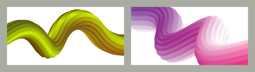 Abstract volumetric background. Cords. set of two illustrations. Toothpaste in a tube. Minimalism. Creative modern background. Cover design, wallpaper, background.