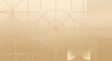 Geometric pattern with lines and curves on beige background