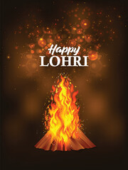 Happy lohri vector illustration of sikh festival greeting card