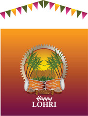 Happy lohri sikh festival celebration greeting card