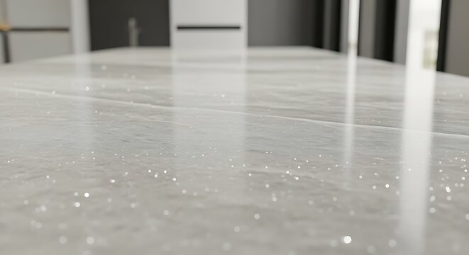 Close up of a white marble surface with shiny specks on it