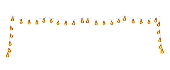 Christmas string lights isolated on white. Festive decoration for New Year and other holidays
