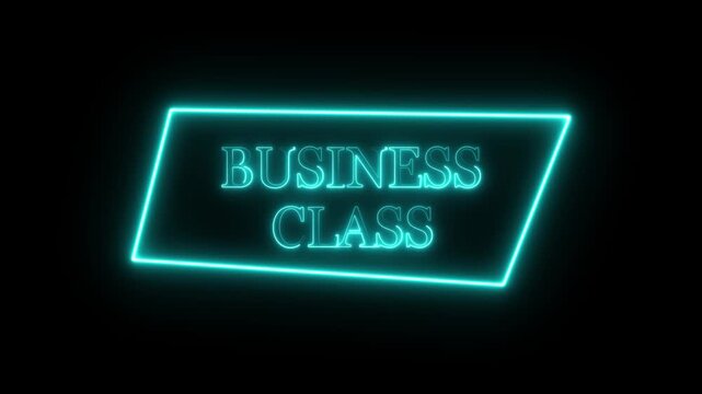 4K animation of a "Business Class" business class, commercial elite exclusive, black background, 4k video..