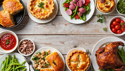 Festive Boxing Day feast with traditional British dishes, culinary celebration