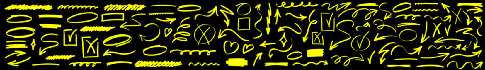 Raw arrow graphics and underline strokes painted with marker marks and smooth highlight blends. Arrow energy and underline balance meet bold marker contrast and refined highlight brush shading.