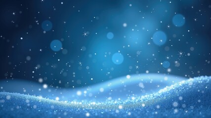 Glowing Particles and Falling Stars in Blue Winter Wonderland Celebration
