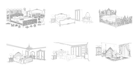 Modern bedroom interior design illustration with furniture and decor