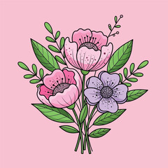pink rose flower vector illustration
