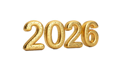 Glossy Gold 3D Numbers 2026 with Photorealistic Metallic Finish