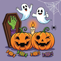 halloween background with pumpkins