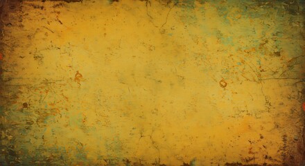Aged grungy yellow background with textures and cracks for creative projects