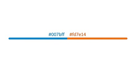 A horizontal line divided into two colors, blue and orange, with hex codes.
