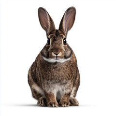 Obraz premium Cute brown rabbit sitting on white background