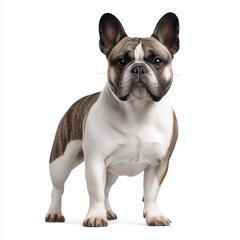 Fototapeta premium Brindle French bulldog standing on white background