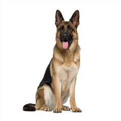 Sitting german shepherd dog on white background