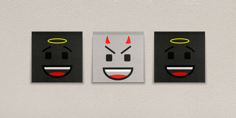 Post it wall background with funny emoji notes for playful scenes