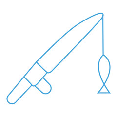 Fishing rod with a fish hanging from the line