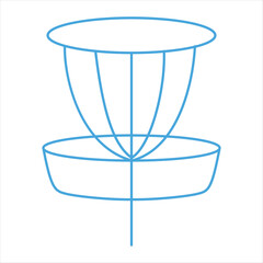 Light blue disc golf basket, simple line drawing