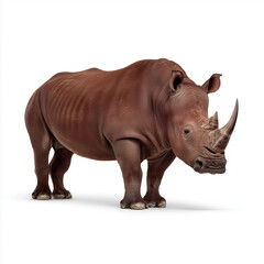 Brown rhinoceros isolated on white background