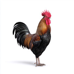 Elegant black rooster with red comb