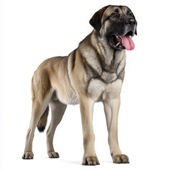 Dark Turkish Kangal dog standing on white