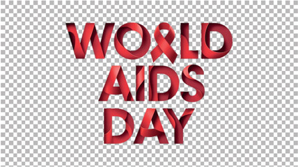 Medical Ribbon World AIDS Awareness Text.