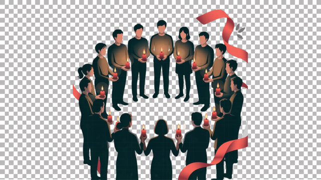 World AIDS Day Community Support Group Illustration.