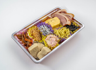 Japanese Assorted Obanzai bento box with various flavors and textures. Perfect for a quick lunch or...