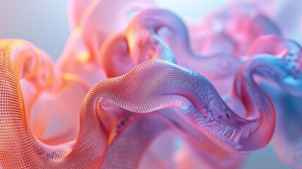 pastel light wave grid with floating energy points