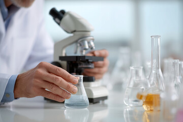 Laborforschung mit Mikroskop und Probenanalyse