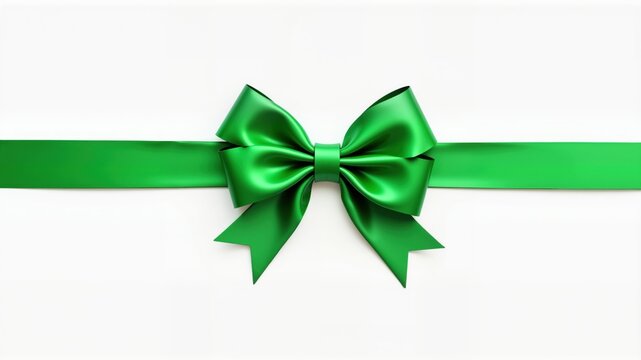 Green bow white background celebration.
