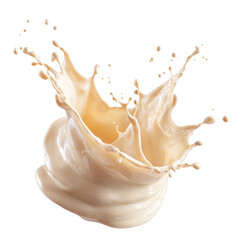 Cream splash with soft smooth texture, isolated on transparent background, dairy ingredient, high-speed food photography, realistic lighting