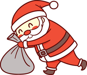 Cheerful Santa Claus carrying a sack full of gifts, spreading holiday joy and festive cheer for Christmas celebrations, perfect for seasonal designs