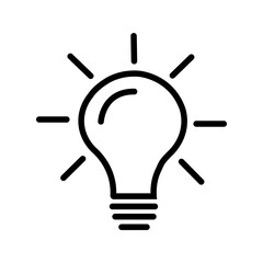 Simple lightbulb icon representing idea innovation and creative thinking in black and white