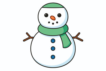 Adorable snowman illustration with pink scarf and hat, perfect for winter holiday cards, invitations, and festive seasonal designs with a touch of whimsy