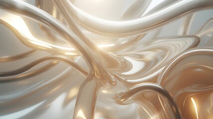 Elegant bronze abstract background with flowing curved lines smooth shapes for your design concept with bright reflections on surface