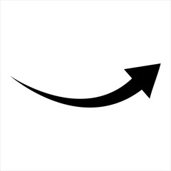 Curved black arrow pointing right on a white background for direction