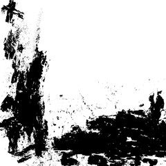 Black grunge ink spray paint. Grunge splatter on transparent background.