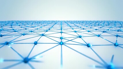 Abstract network of interconnected dots and lines forms a mesmerizing blue pattern on a clean white surface, capturing the concept of strong connections and technological innovation.