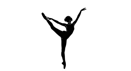 : An Elegant Vector Silhouette of a Female Ballerina En Pointe in Arabesque