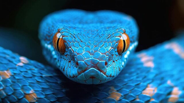close up of a Blue viper snake video