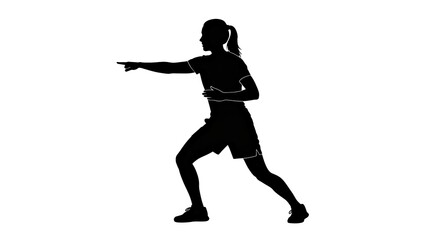  An Instructive Black Vector Silhouette of a Female Coach Demonstrating a Move 